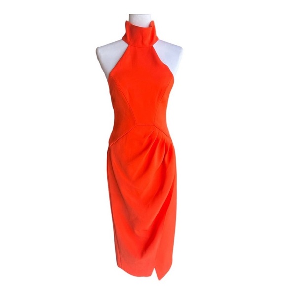 NWT C/MEO Collective Kiss Land Midi Dress | Red Orange | Wedding Guest | Small - Picture 4 of 4